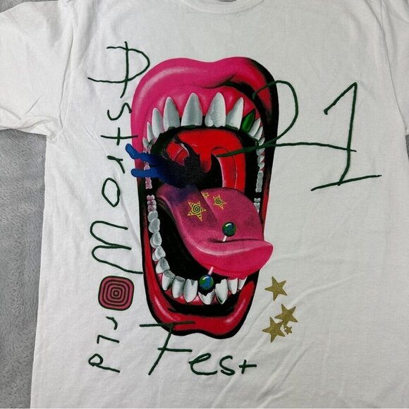 Travis Scott Astroworld 2021 Festival Merch Men's Sz Small White Large 3D NWOT - Picture 11 of 11